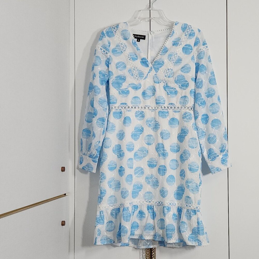 Eilly Bazar Dress Size M Boho Knee Length Long Sleeves Baby Shower